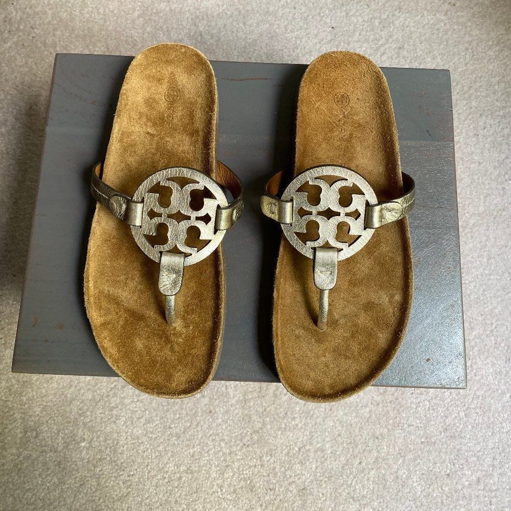 TORY BURCH Women Miller Cloud Goatskin Leather Logo Sandals - NEW NWOB